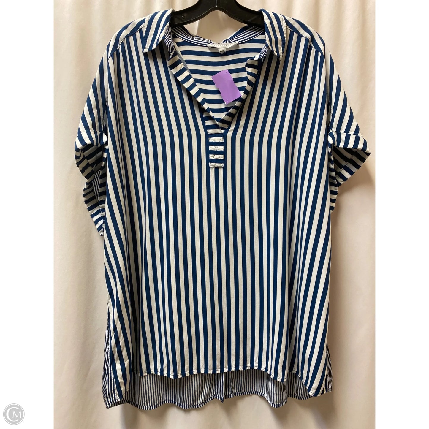 Top Short Sleeve By Jane And Delancey In Blue, Size: 1x