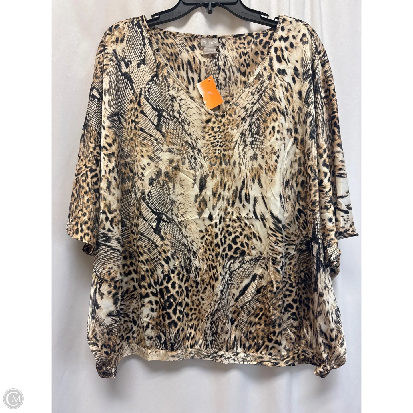 Top Short Sleeve By Chicos In Animal Print, Size: Xxl