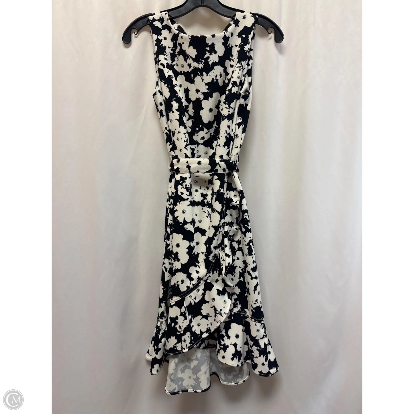 Dress Casual Midi By Calvin Klein In Black & White, Size: S