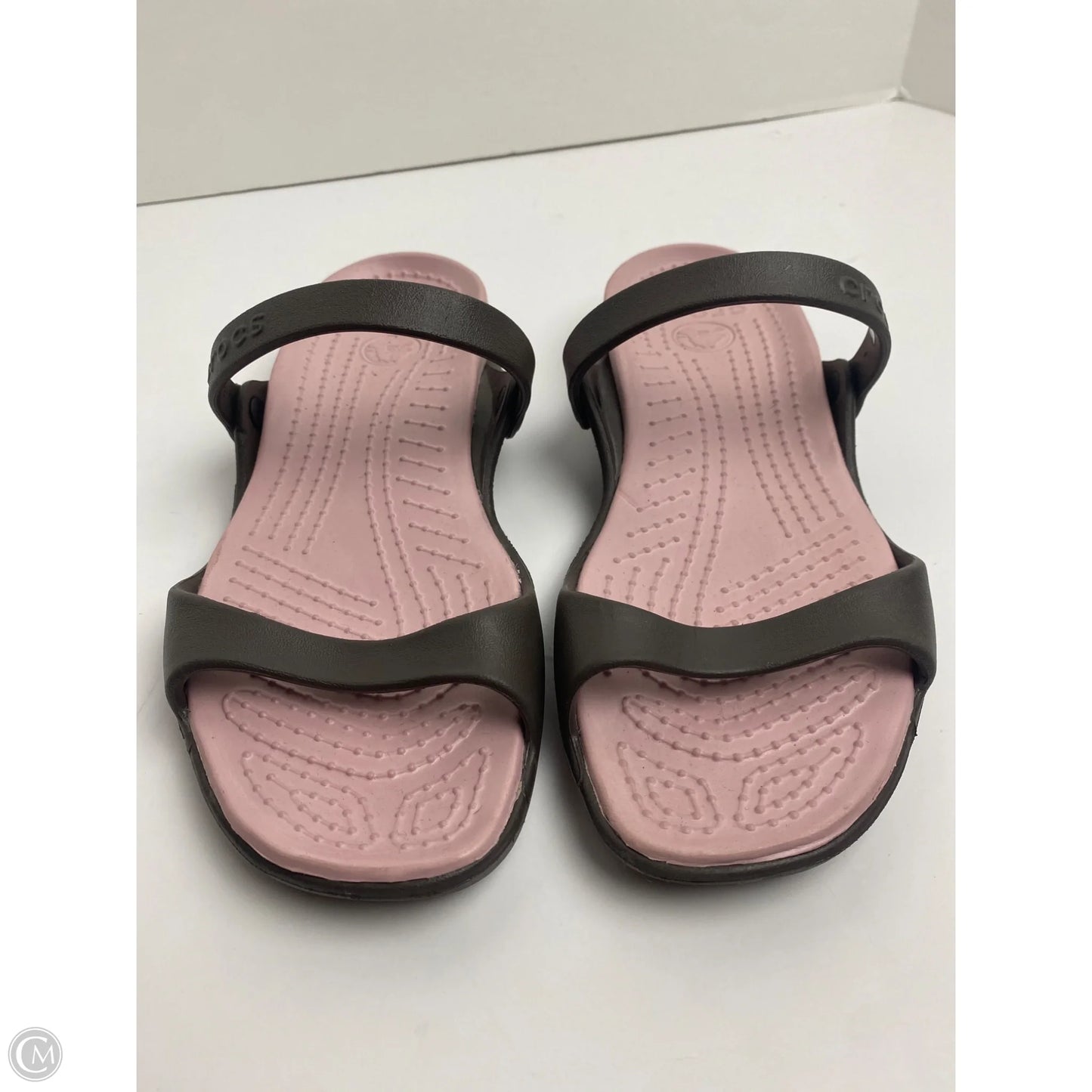 Sandals Flats By Crocs In Brown, Size: 10