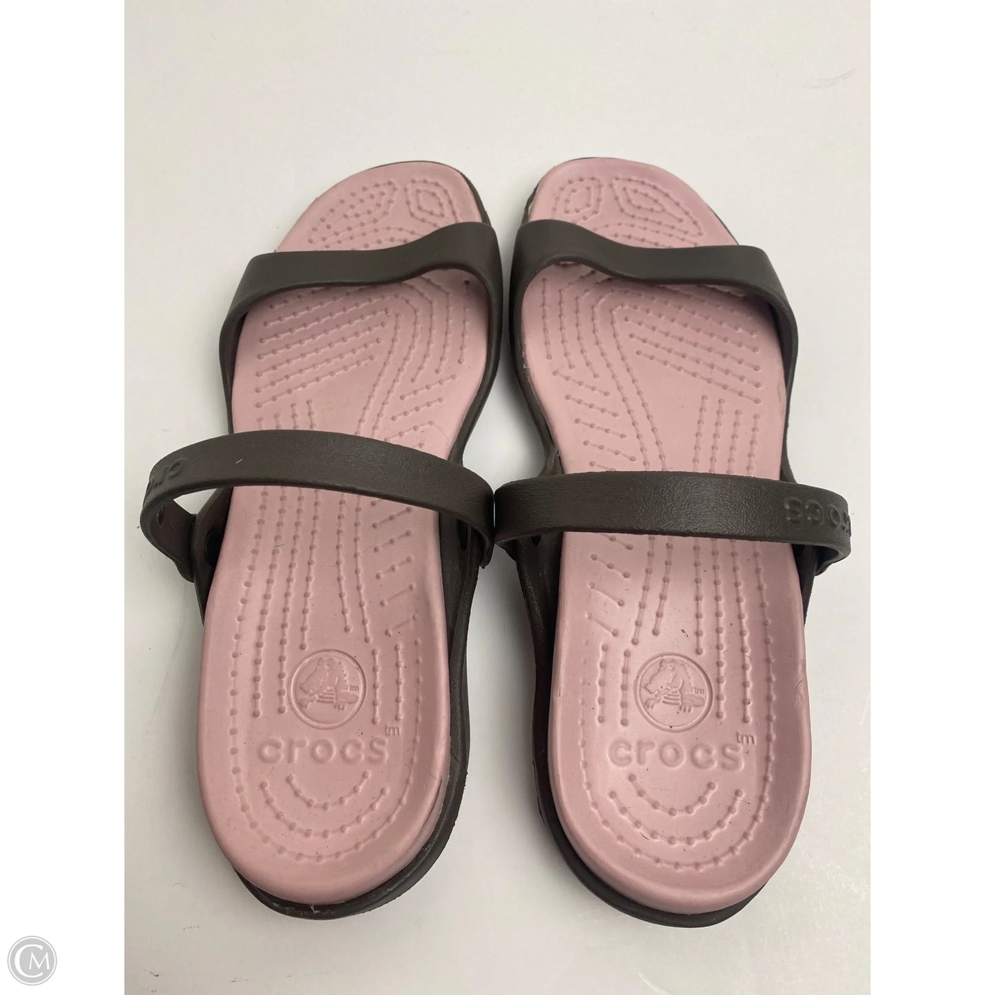 Sandals Flats By Crocs In Brown, Size: 10