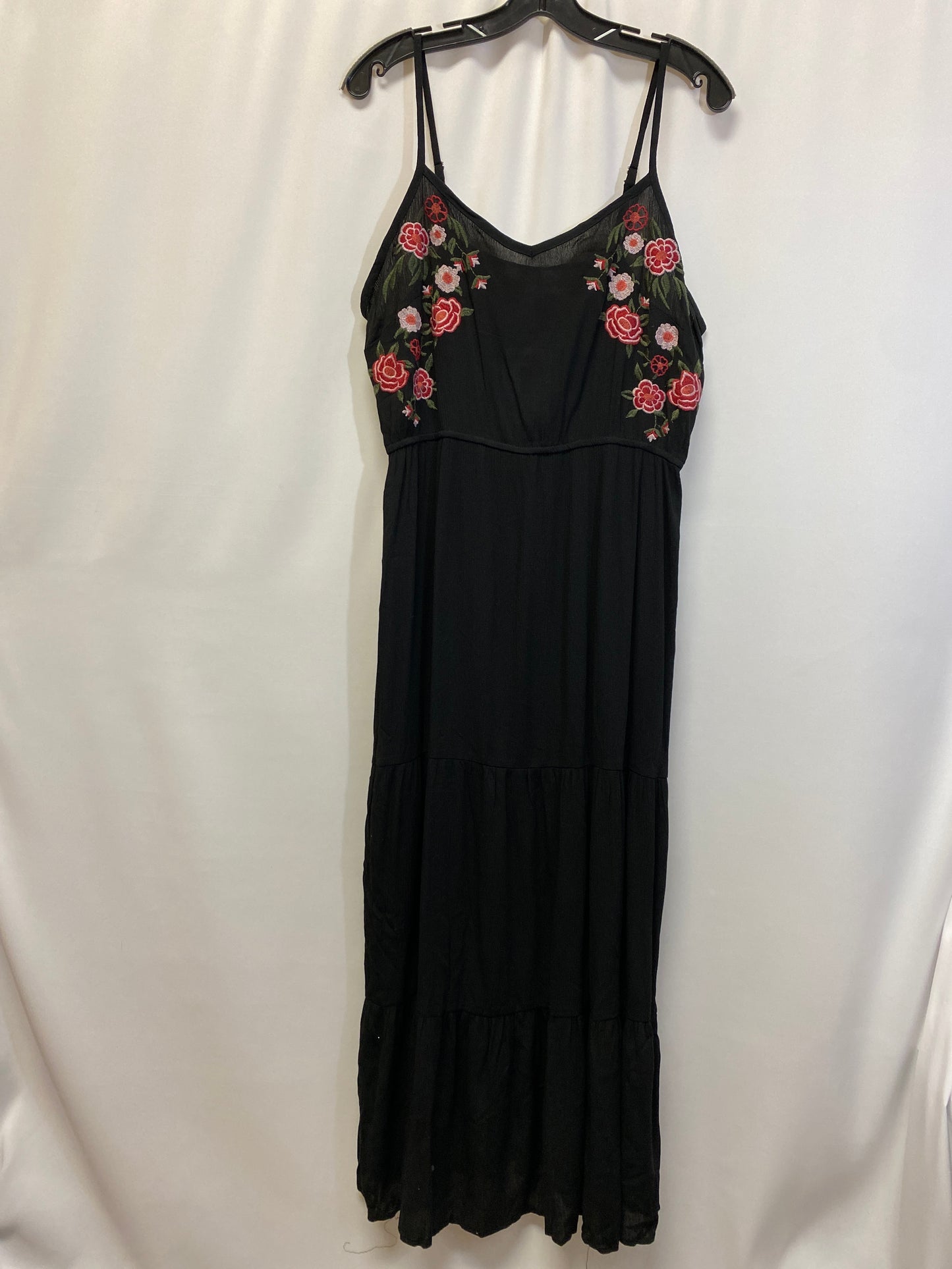 Black Dress Casual Maxi Clothes Mentor, Size L