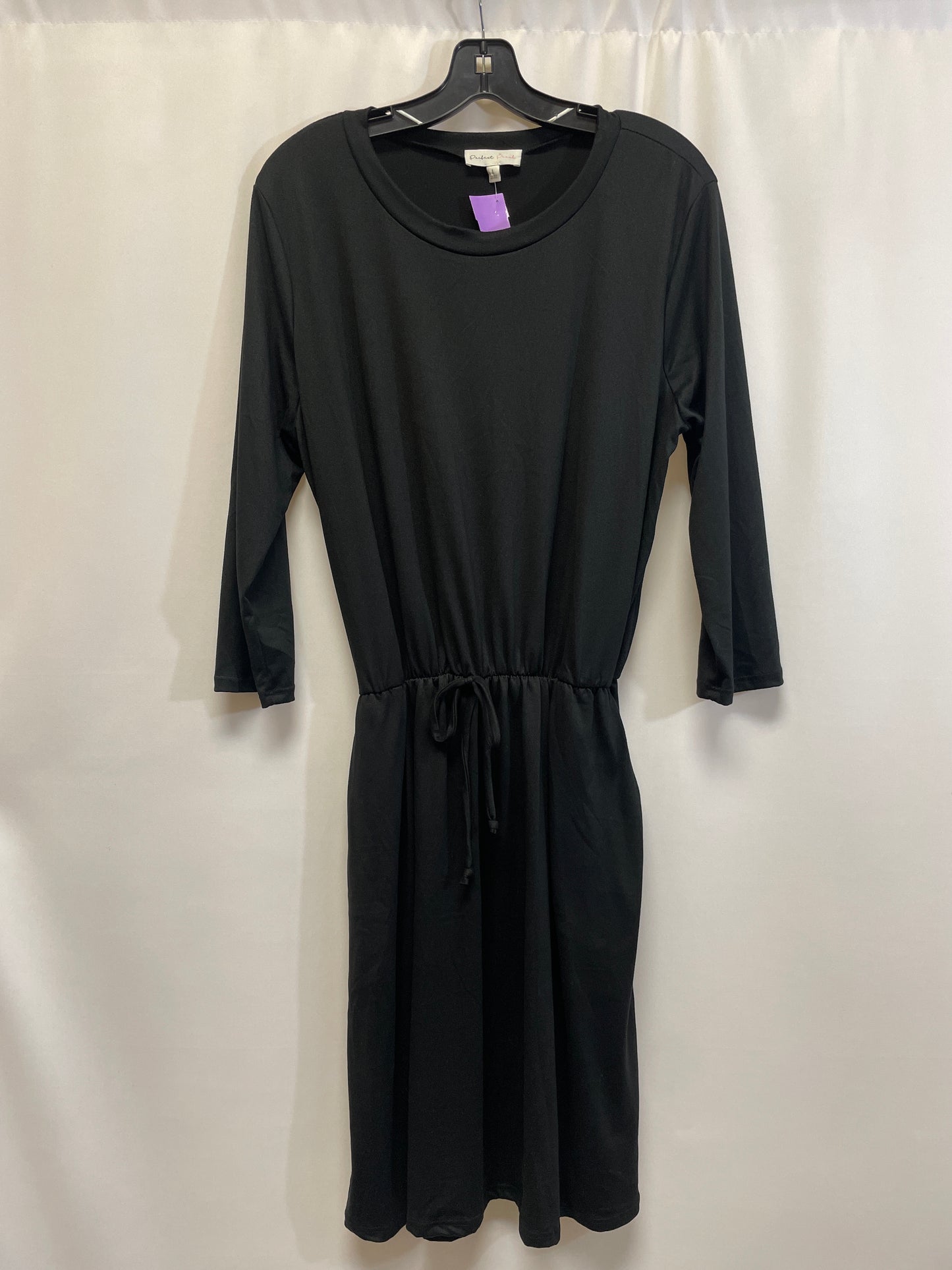 Black Dress Casual Midi Clothes Mentor, Size L