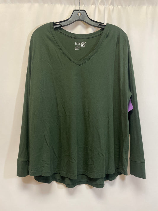 Green Top Long Sleeve Terra & Sky, Size 2x