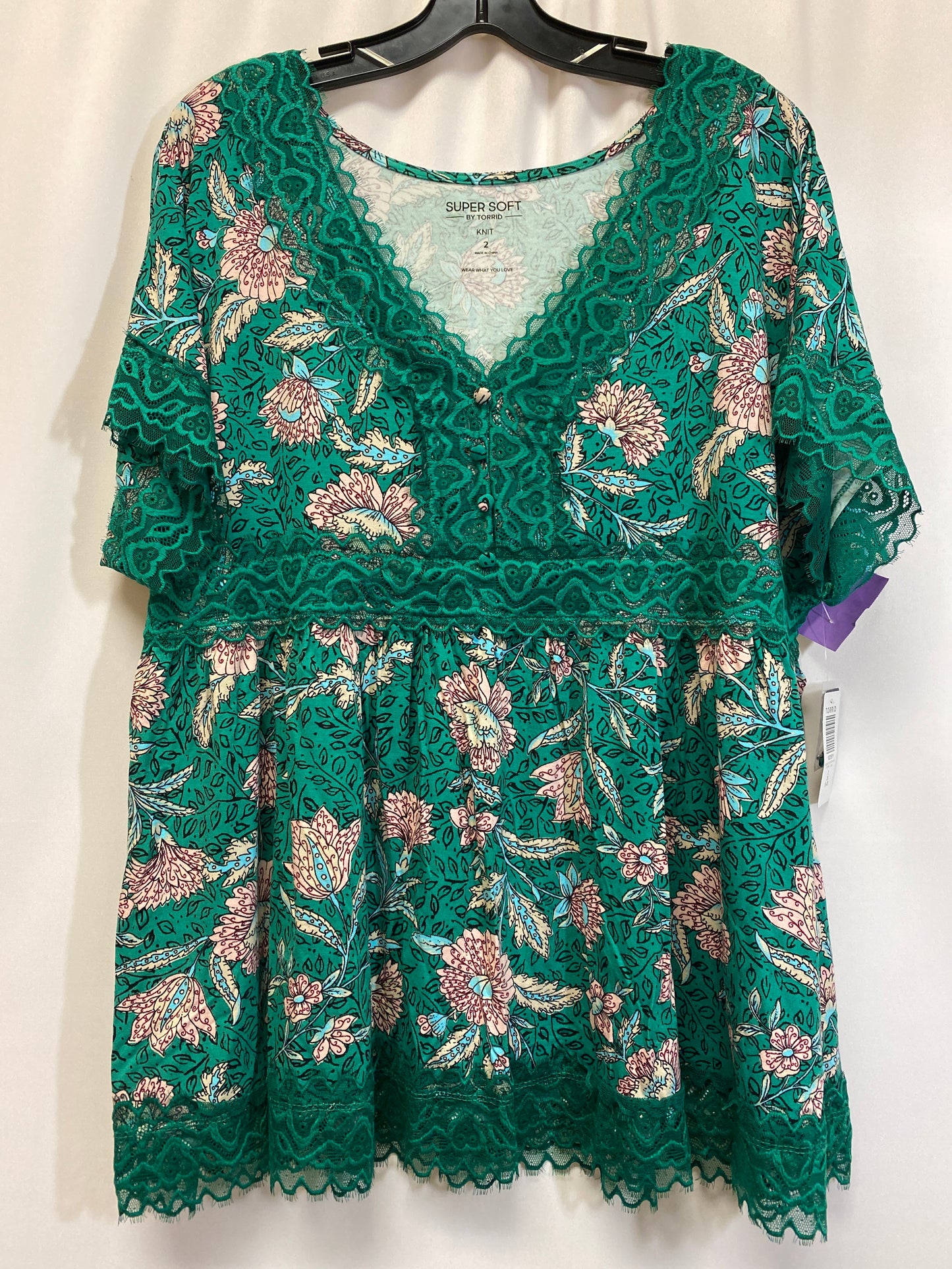 Green Top Short Sleeve Torrid, Size 2x