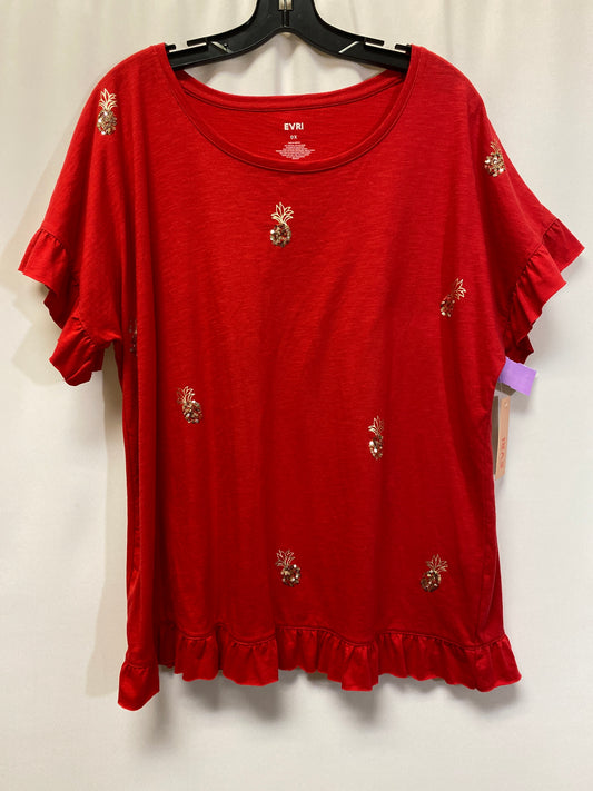 Red Top Short Sleeve Evri, Size L