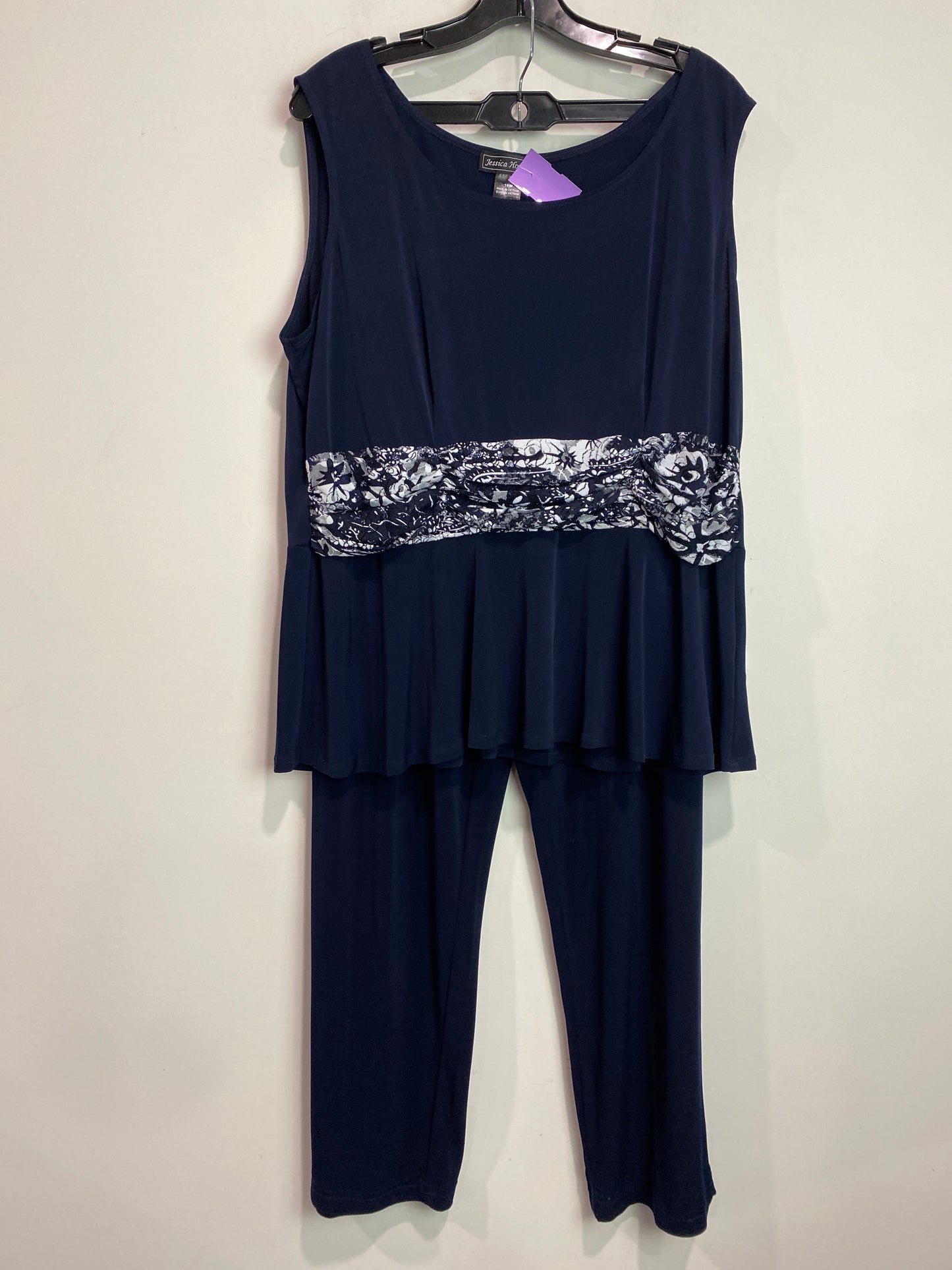 Navy Pants Set 2pc Jessica Howard, Size 1x