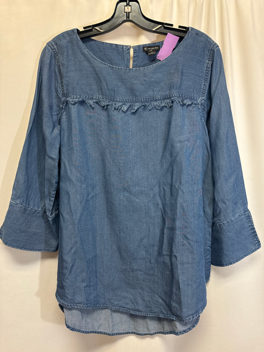 Blue Top 3/4 Sleeve New Directions, Size M