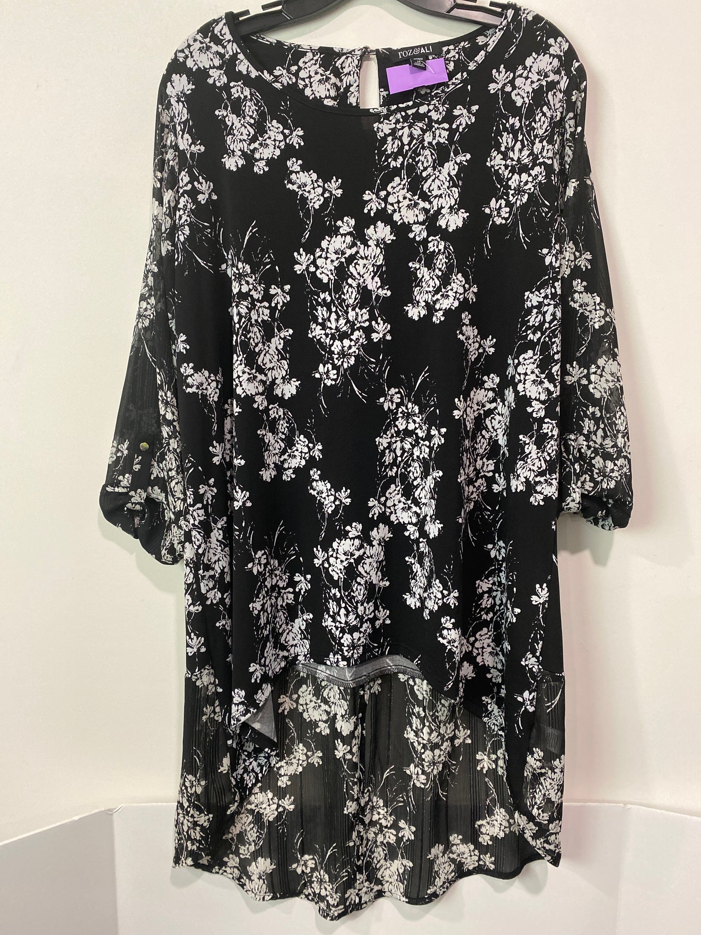 Black Tunic Long Sleeve Roz And Ali, Size 1x