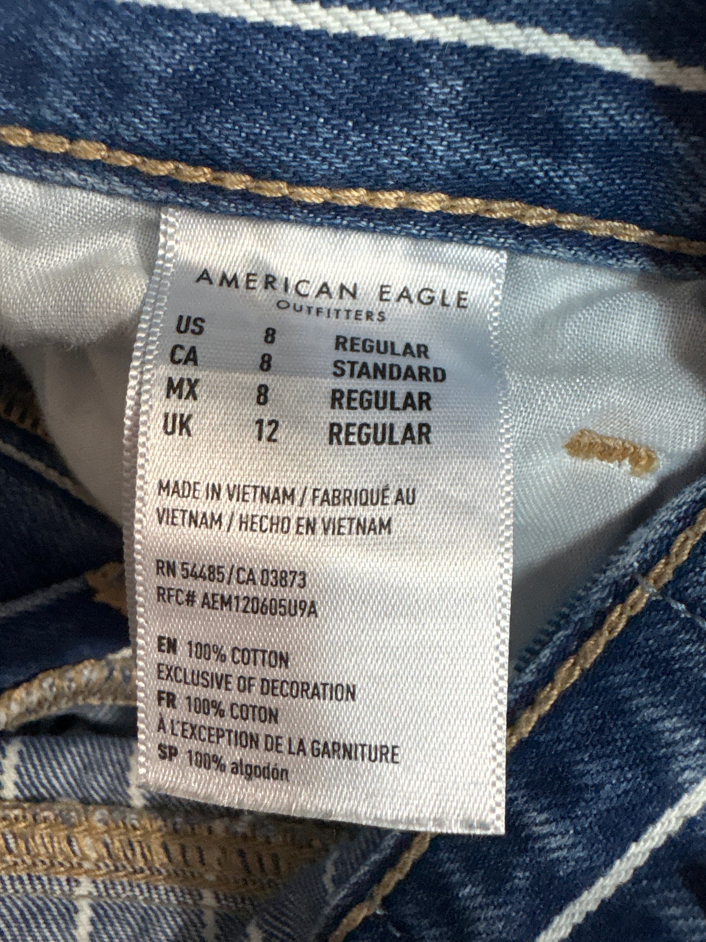 Jeans Straight By American Eagle In Blue, Size: 8