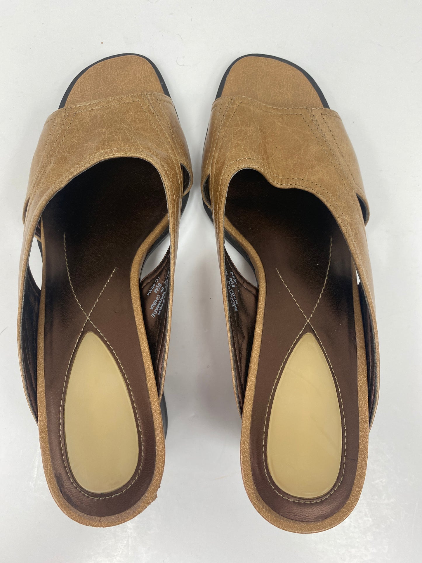 Tan Sandals Heels Block Liz Claiborne, Size 8.5