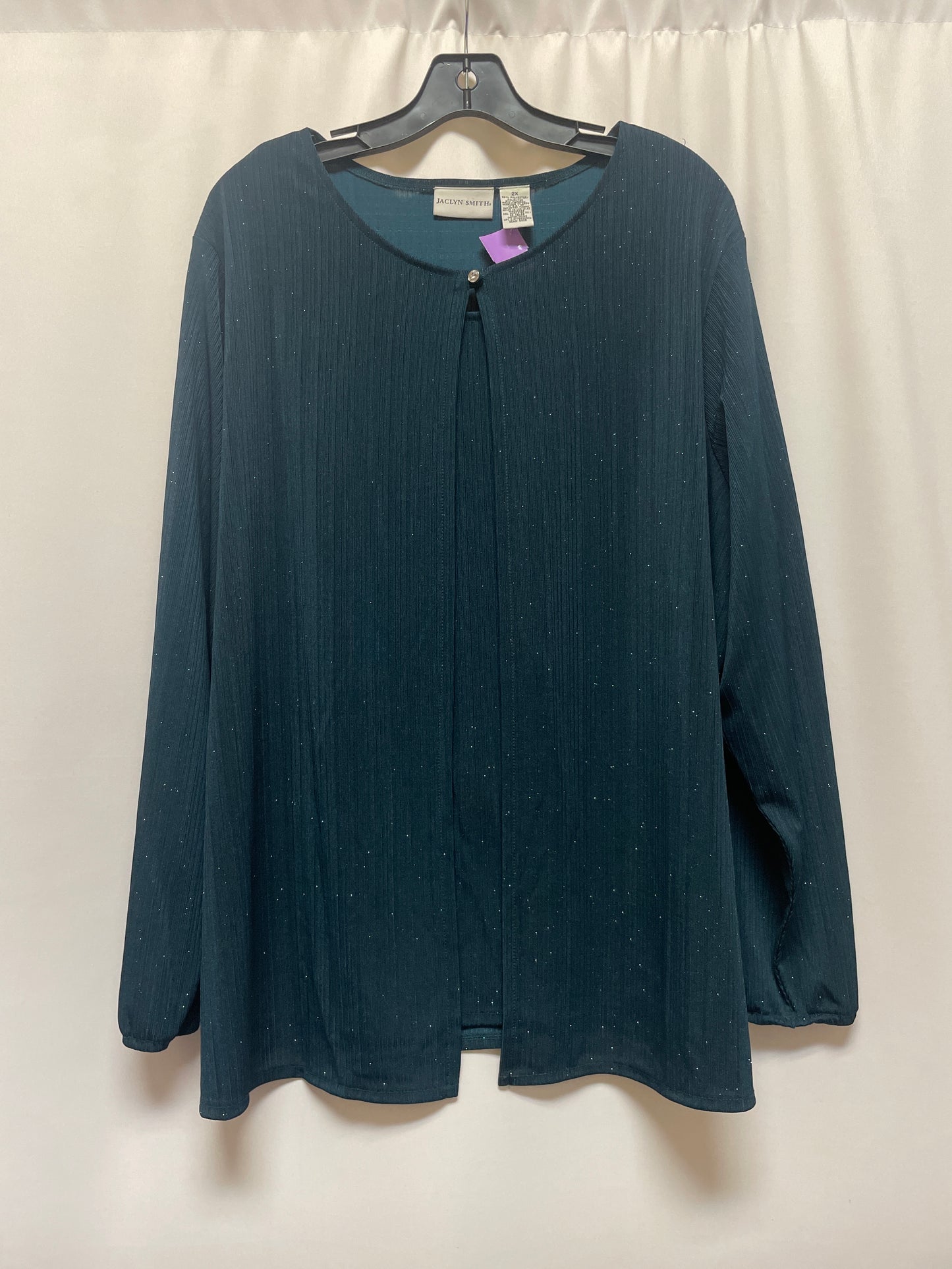 Green Top Long Sleeve Jaclyn Smith, Size 2x