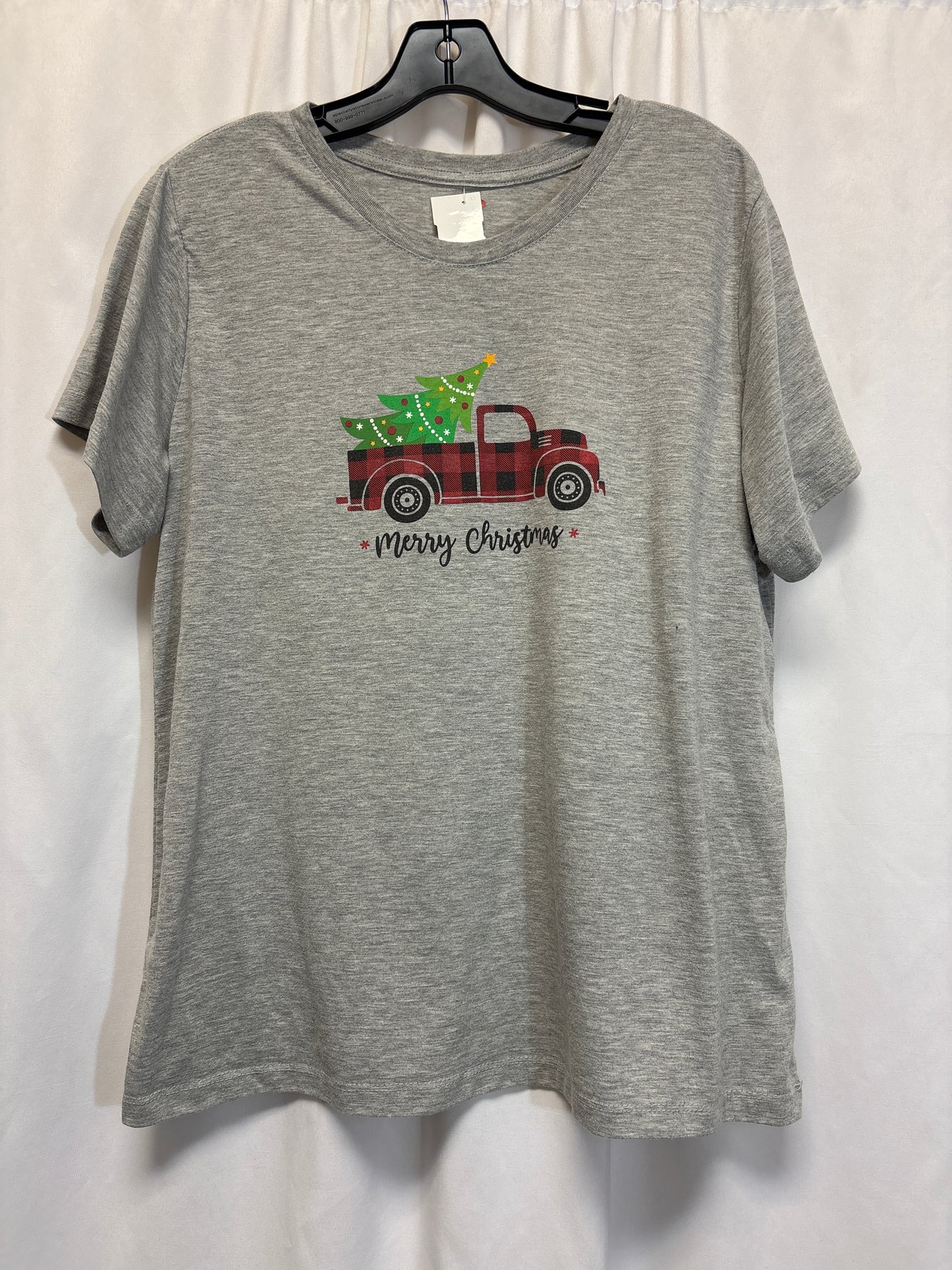 Top Short Sleeve By Holiday Time In Grey, Size: Xxl