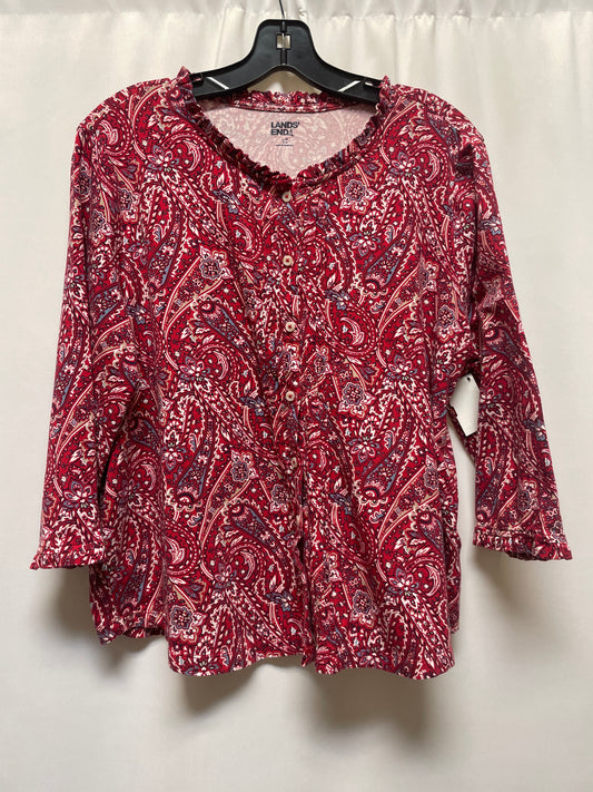 Top 3/4 Sleeve By Lands End In Red, Size: L