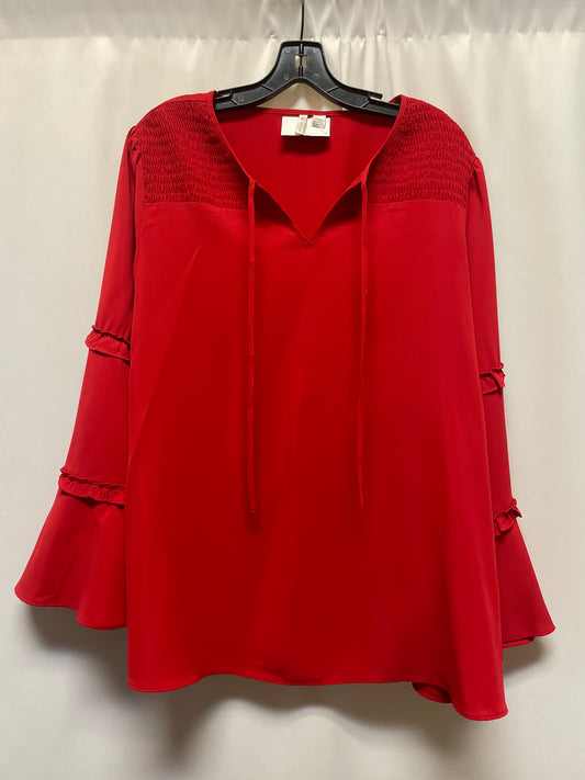 Top Long Sleeve By Cato In Red, Size: 1x