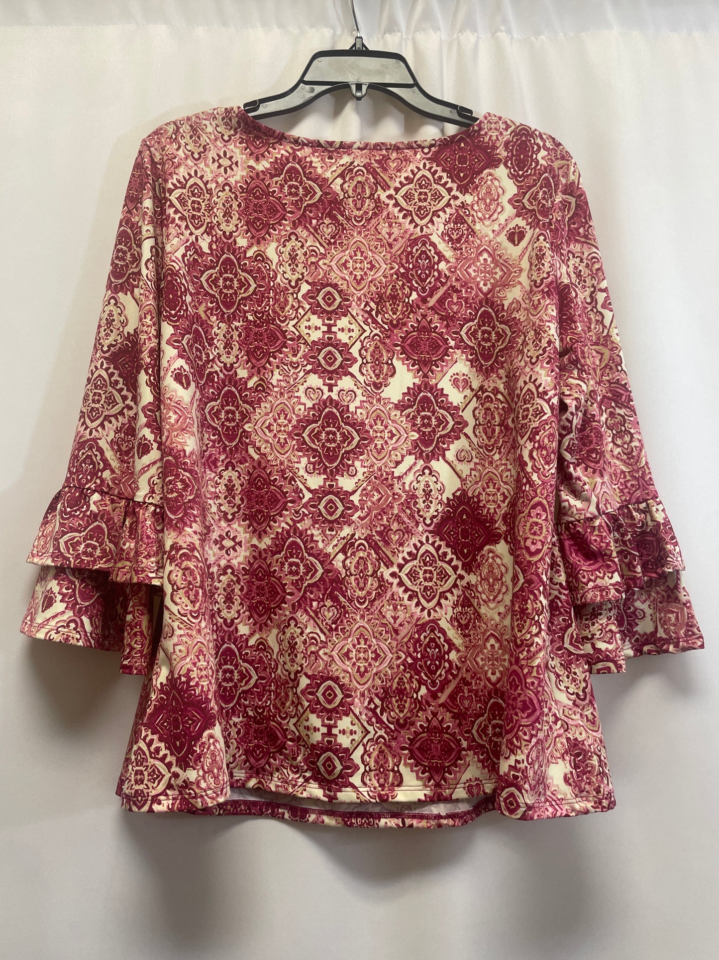 Top 3/4 Sleeve By Valerie Stevens In Pink, Size: M