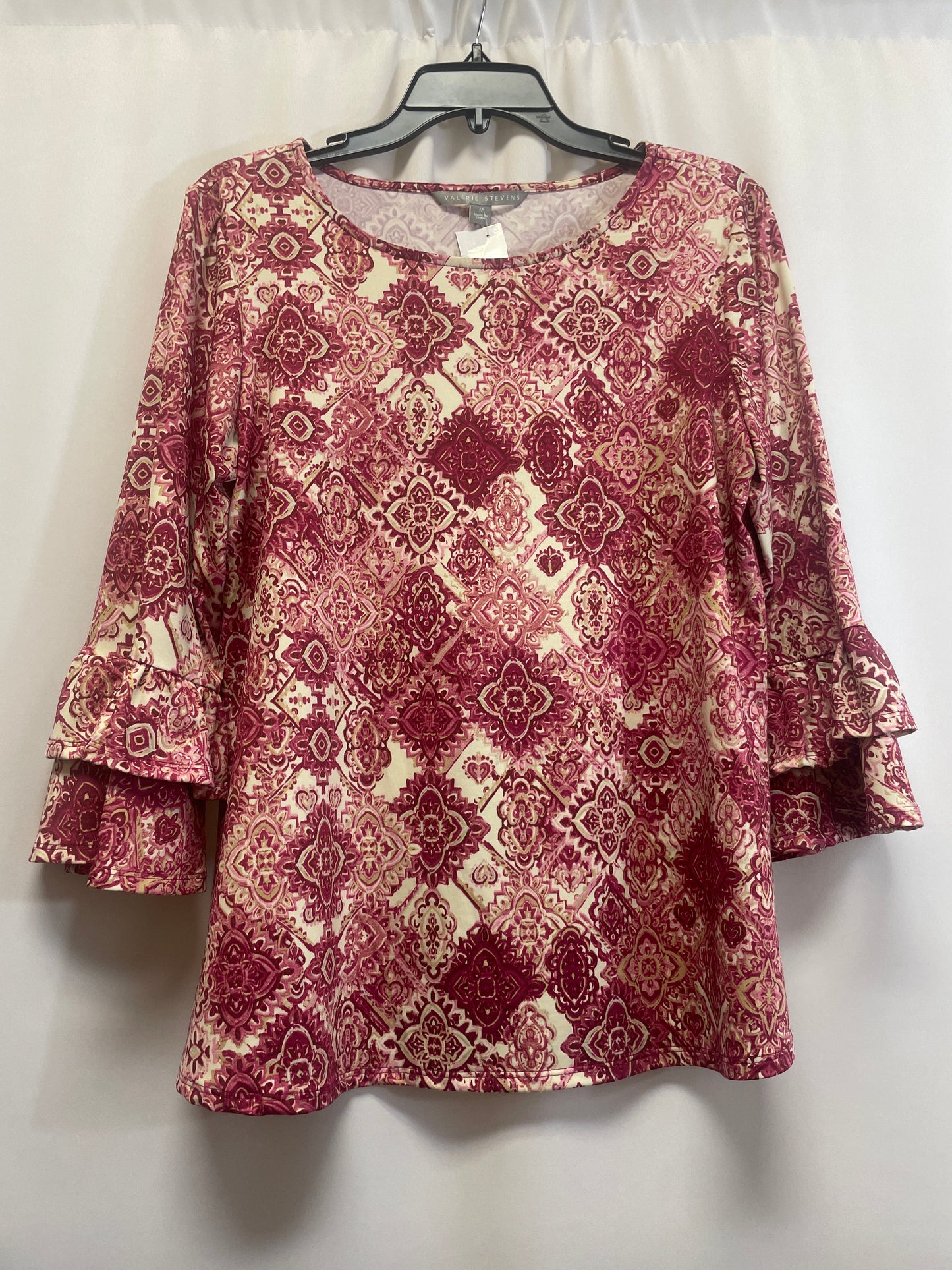 Top 3/4 Sleeve By Valerie Stevens In Pink, Size: M