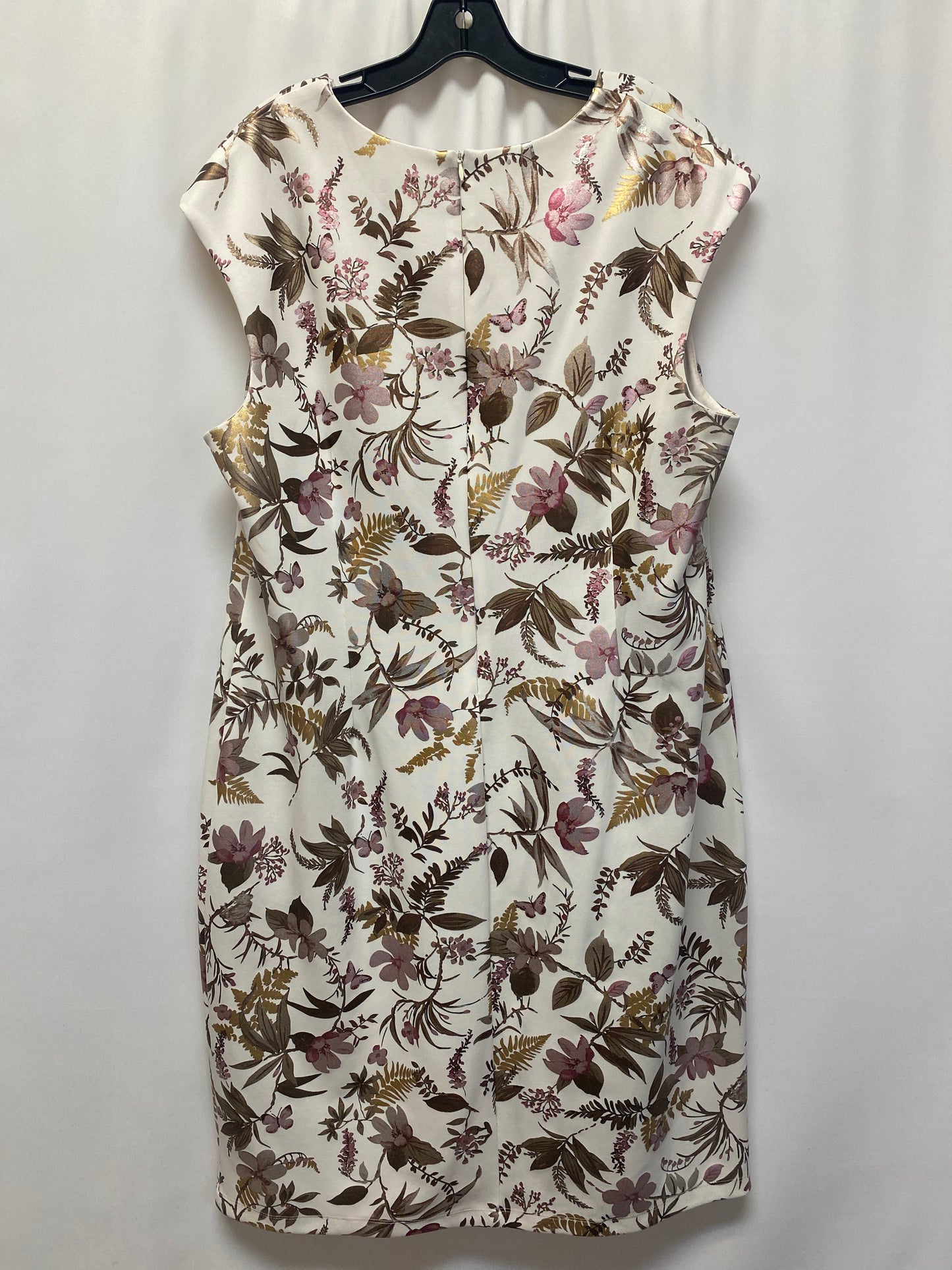 Dress Casual Midi By Connected Apparel In Cream, Size: 1x