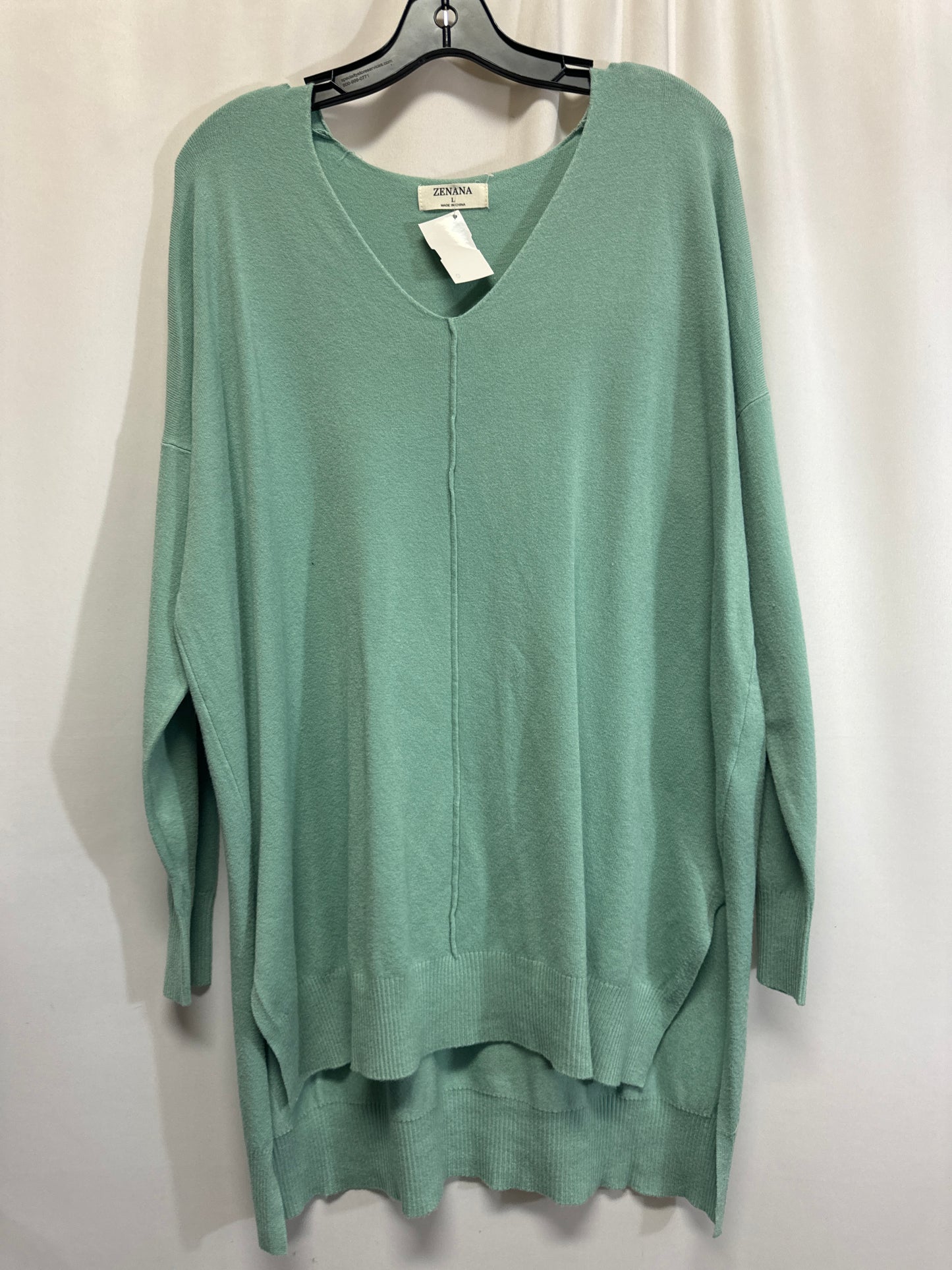 Top Long Sleeve By Zenana Outfitters In Green, Size: L