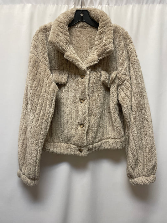 Jacket Faux Fur & Sherpa By Clothes Mentor In Tan, Size: L