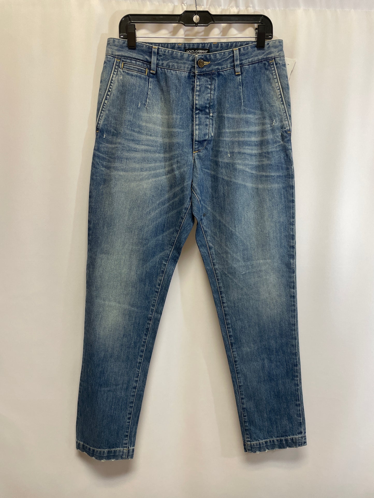 Jeans Straight By Dolce And Gabbana In Blue Denim, Size: 46