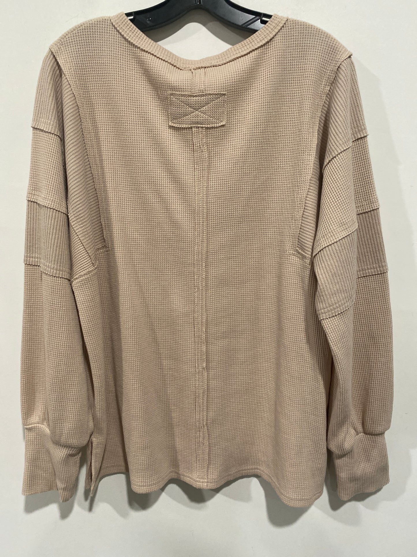 Top Long Sleeve By Pink Lily In Tan, Size: L