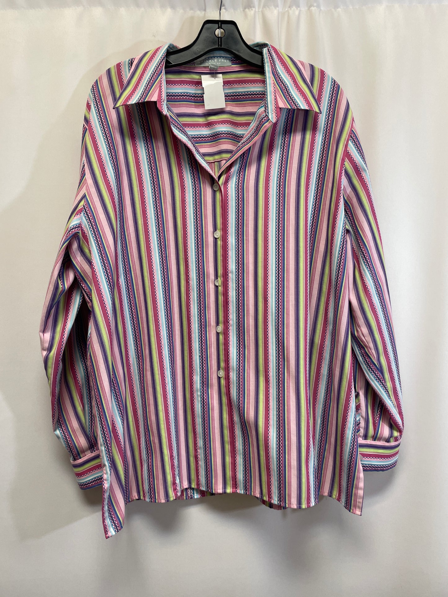 Top Long Sleeve By Foxcroft In Pink, Size: Xl