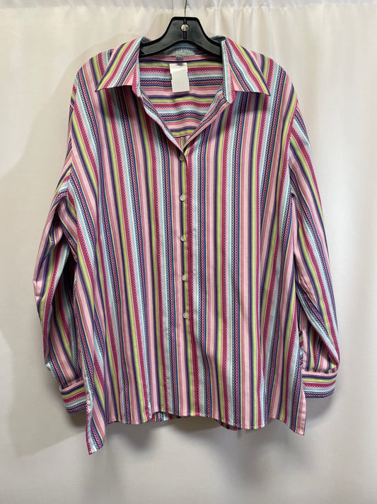 Top Long Sleeve By Foxcroft In Pink, Size: Xl