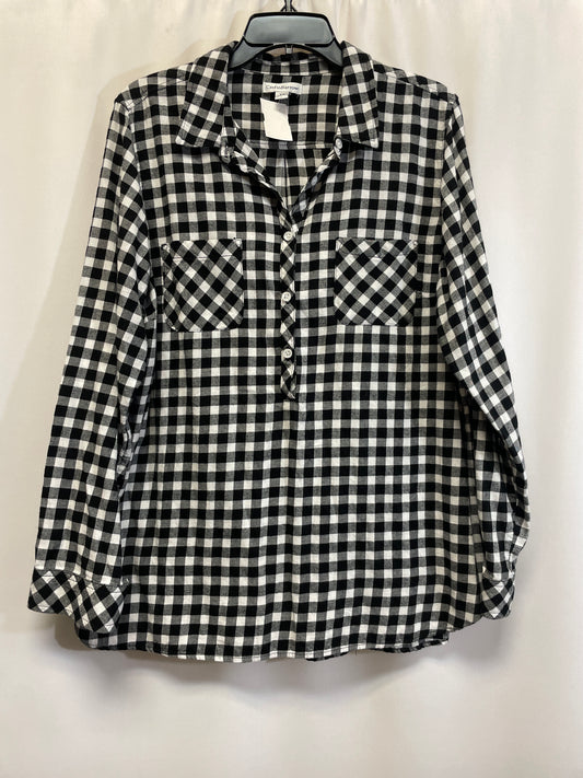 Top Long Sleeve By Croft And Barrow In Black & White, Size: Xl