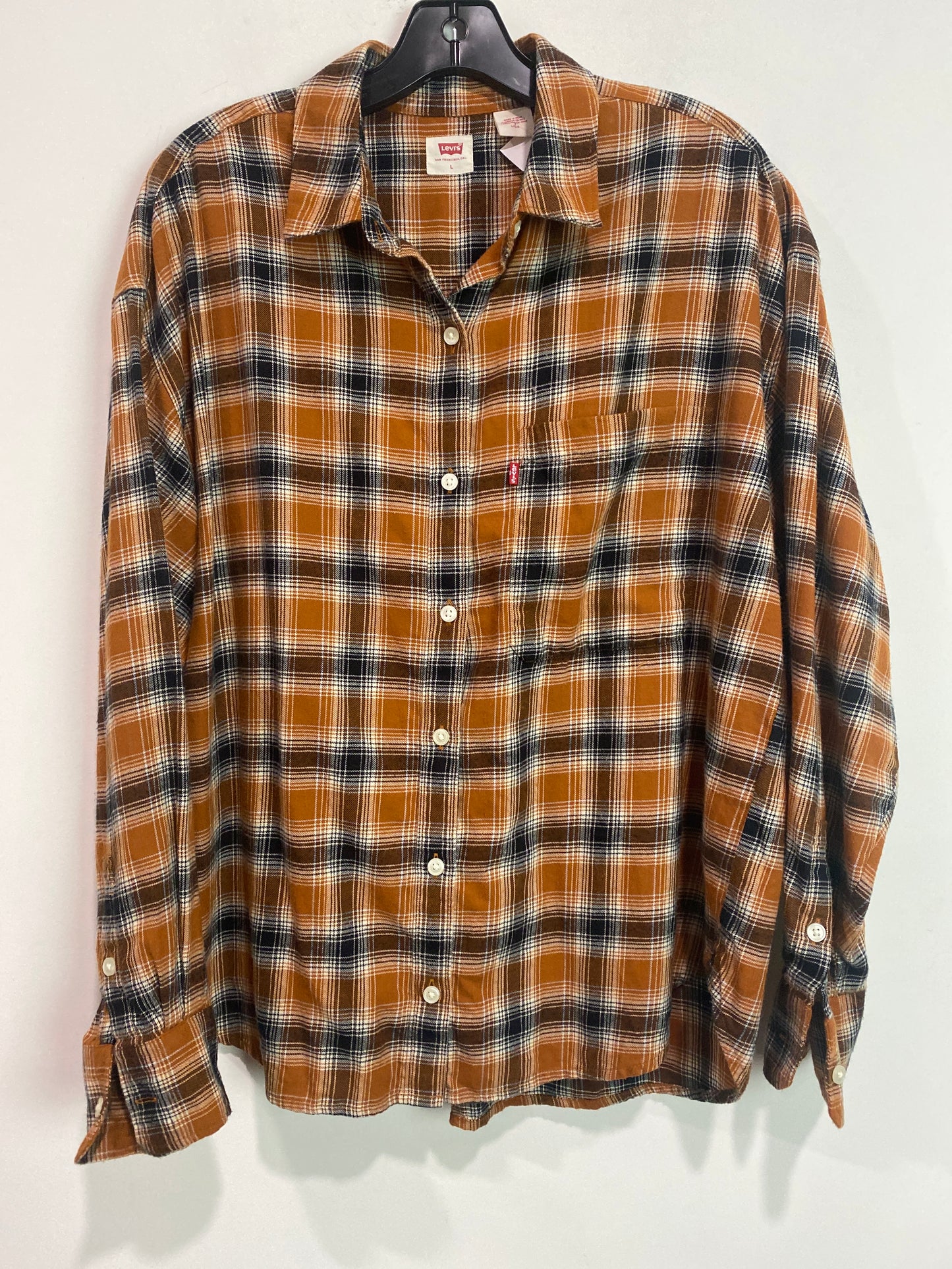 Top Long Sleeve By Levis In Orange, Size: L