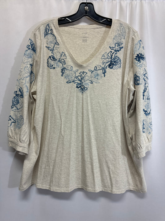 Top 3/4 Sleeve By Pure Jill In Tan, Size: Xl