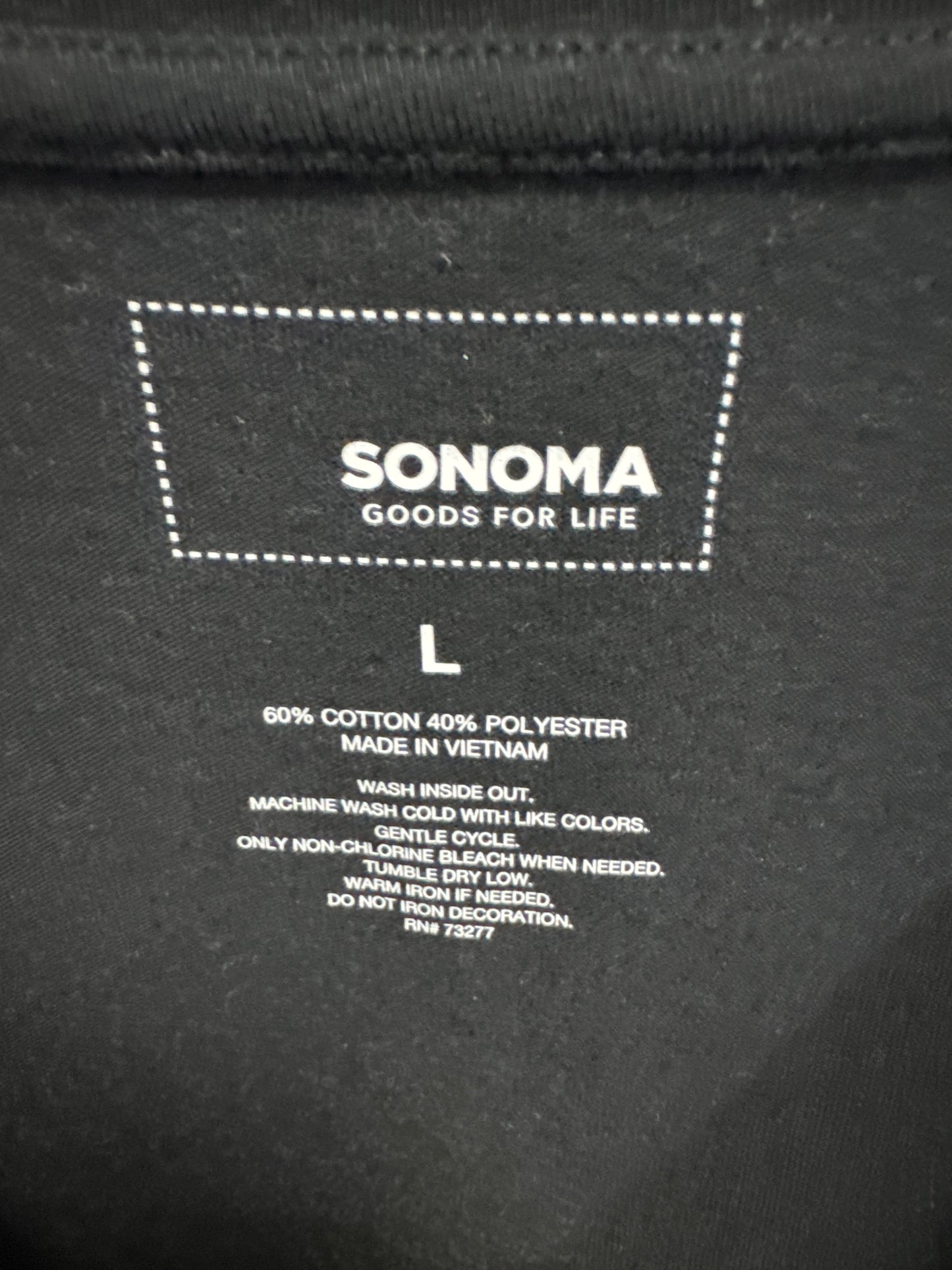 Top Long Sleeve By Sonoma In Black, Size: L