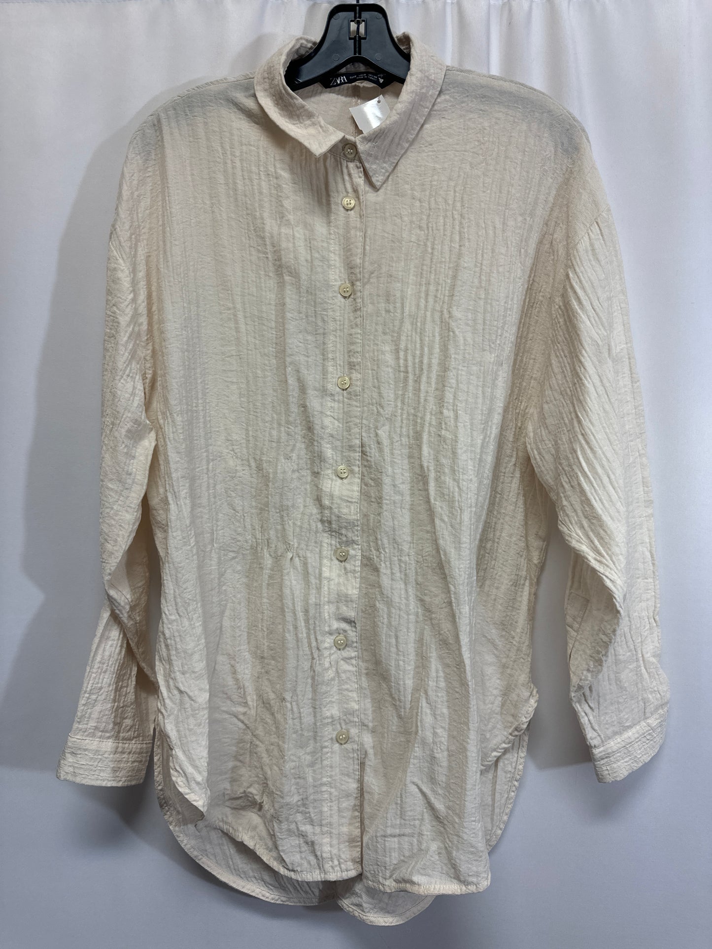 Top Long Sleeve By Zara In Cream, Size: S