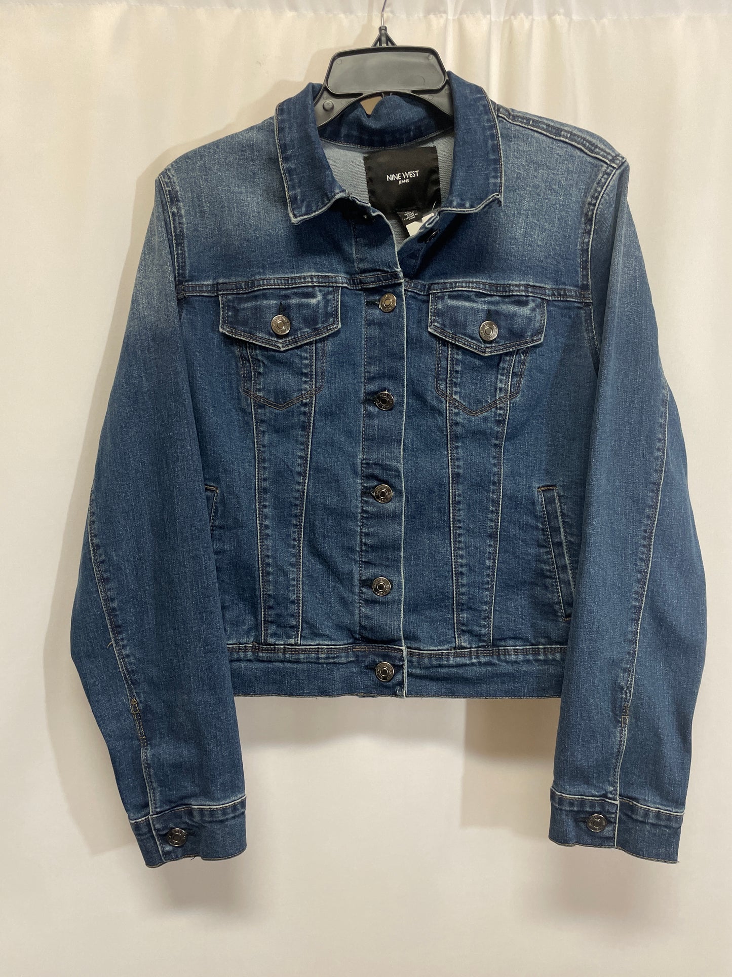 Jacket Denim By Nine West In Blue Denim, Size: L