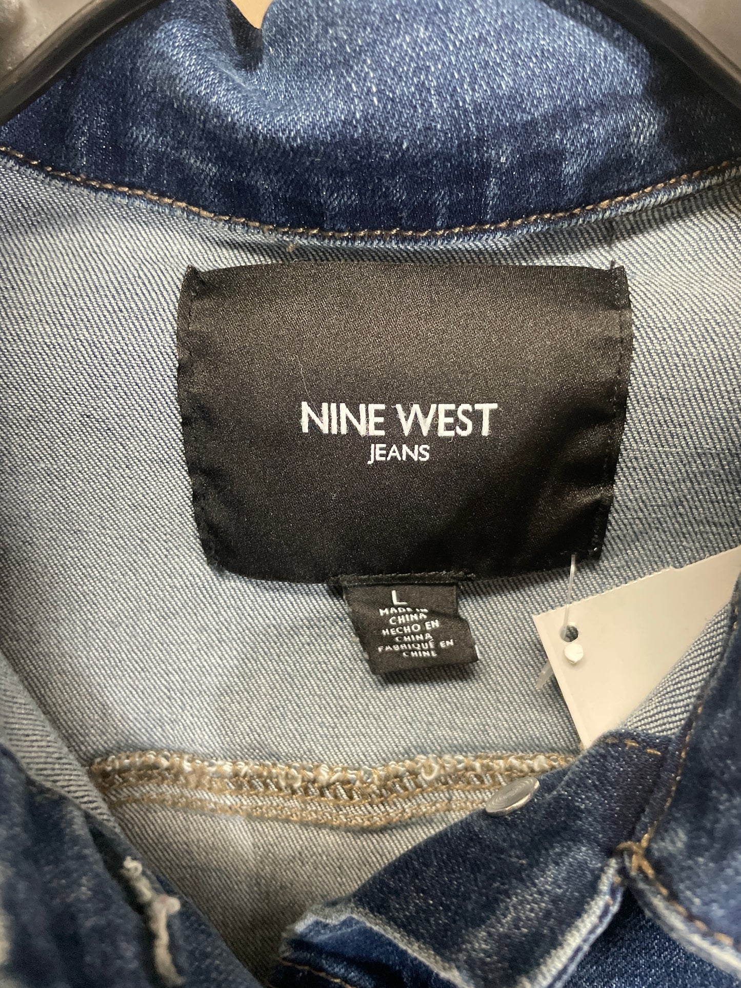 Jacket Denim By Nine West In Blue Denim, Size: L