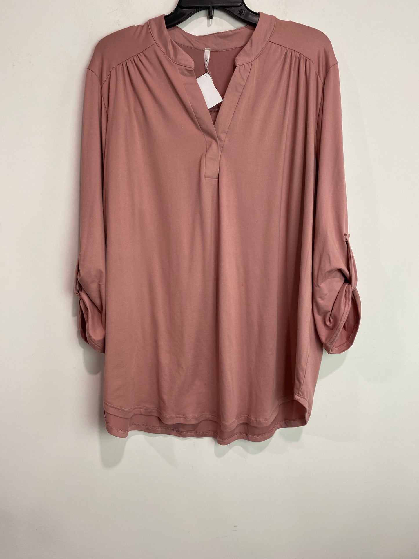 Top 3/4 Sleeve By Mittoshop In Pink, Size: 1x