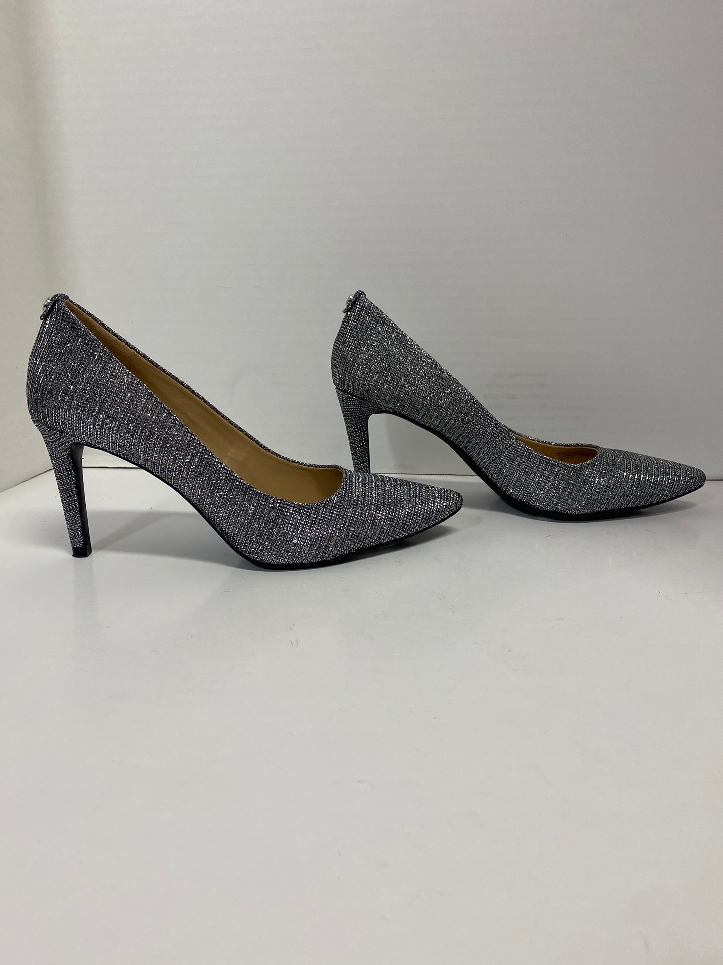 Shoes Heels Stiletto By Michael Kors In Silver, Size: 8