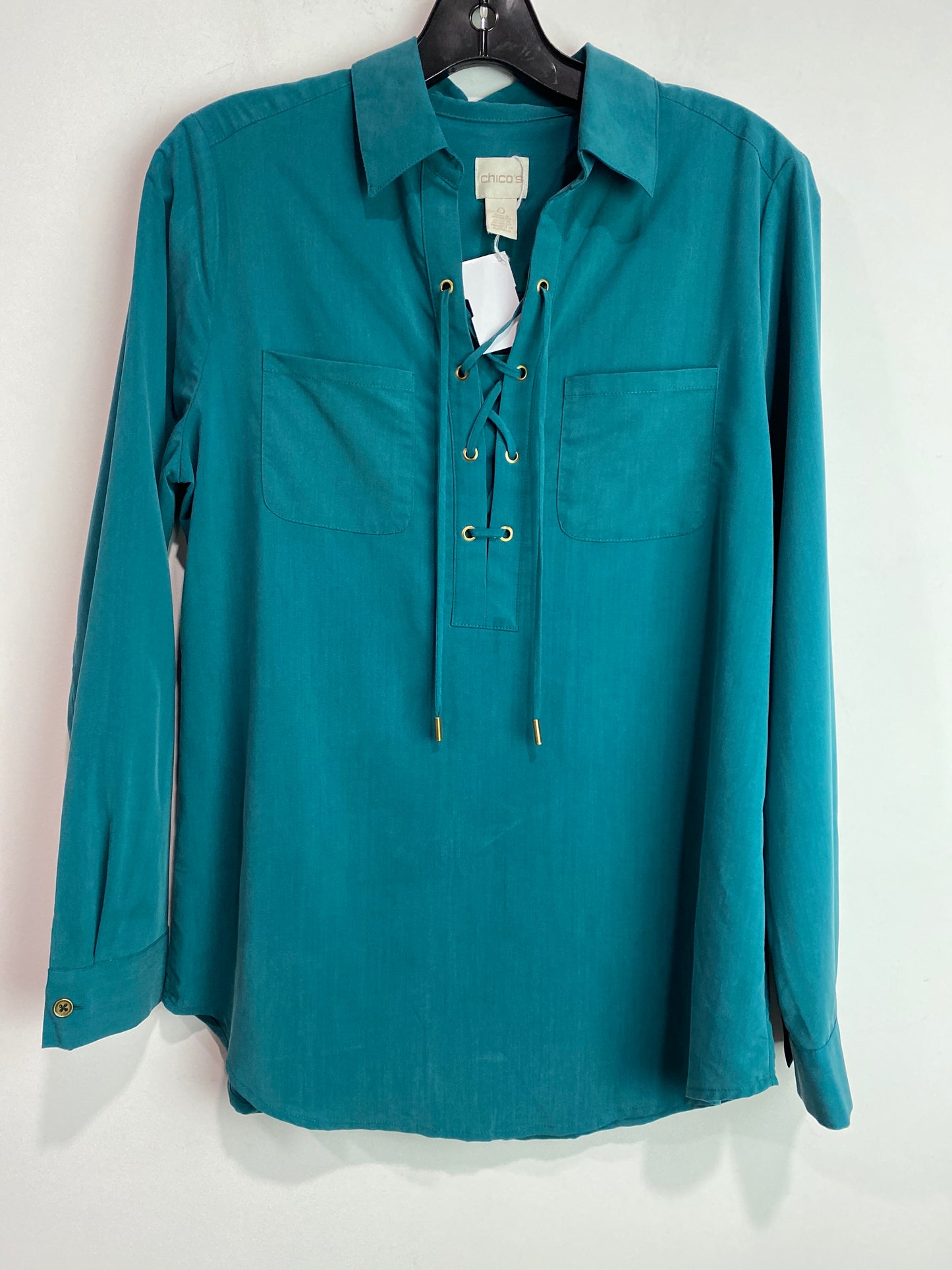 Top Long Sleeve By Chicos In Green, Size: S