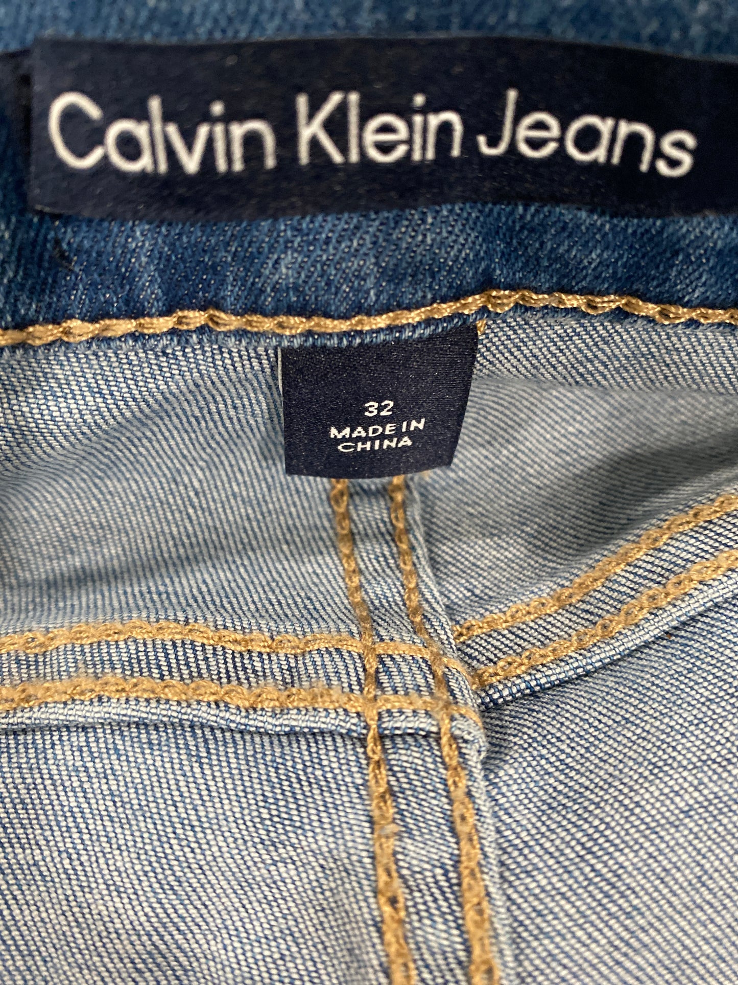 Jeans Straight By Calvin Klein In Blue Denim, Size: 14