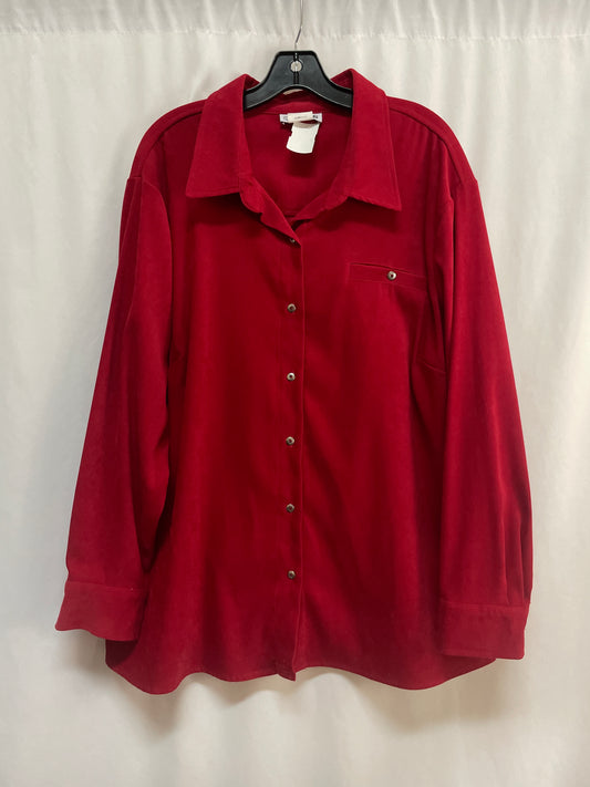 Top Long Sleeve By Cm Shapes In Red, Size: 2x