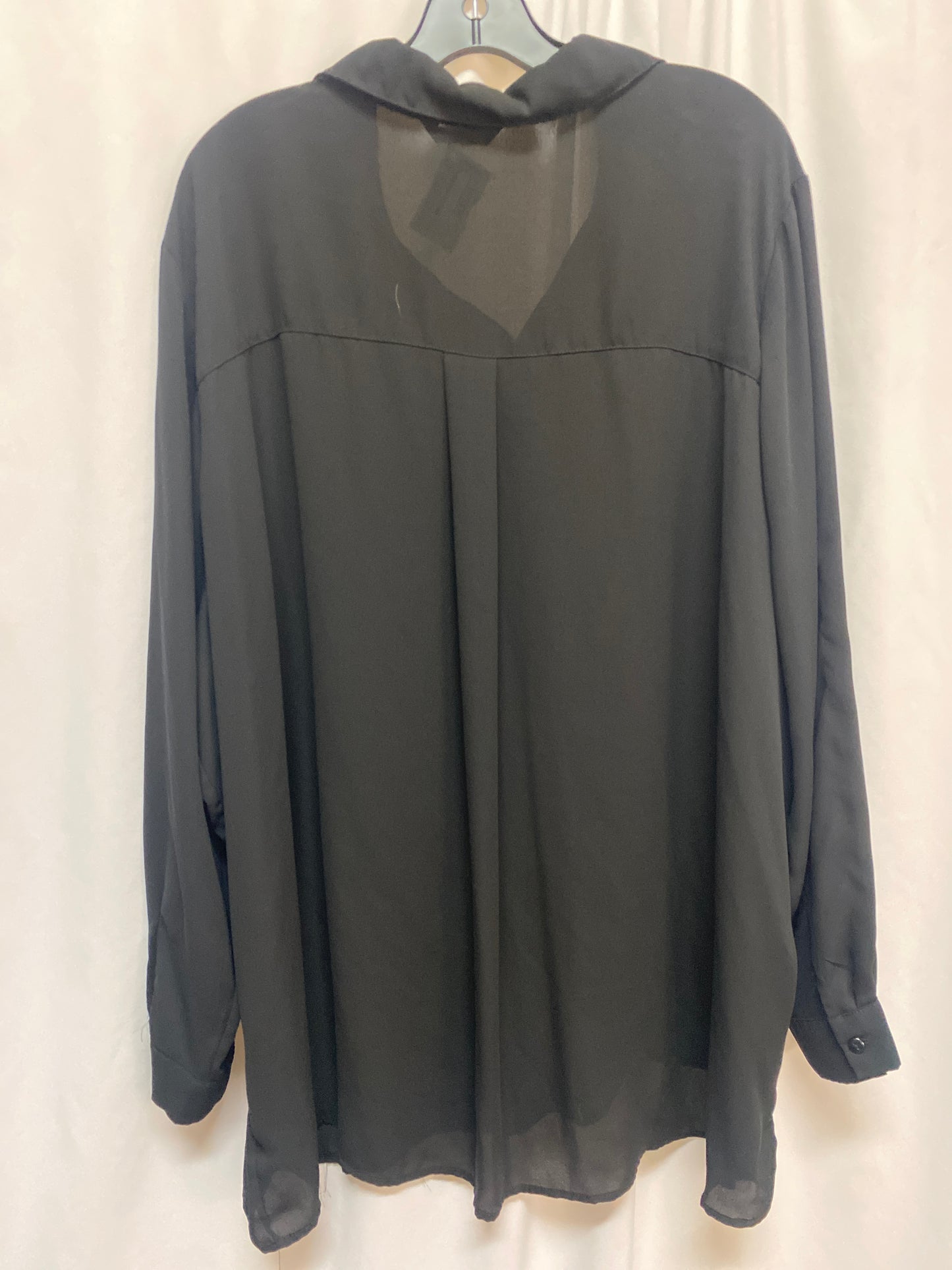 Top Long Sleeve By George In Black, Size: 4x