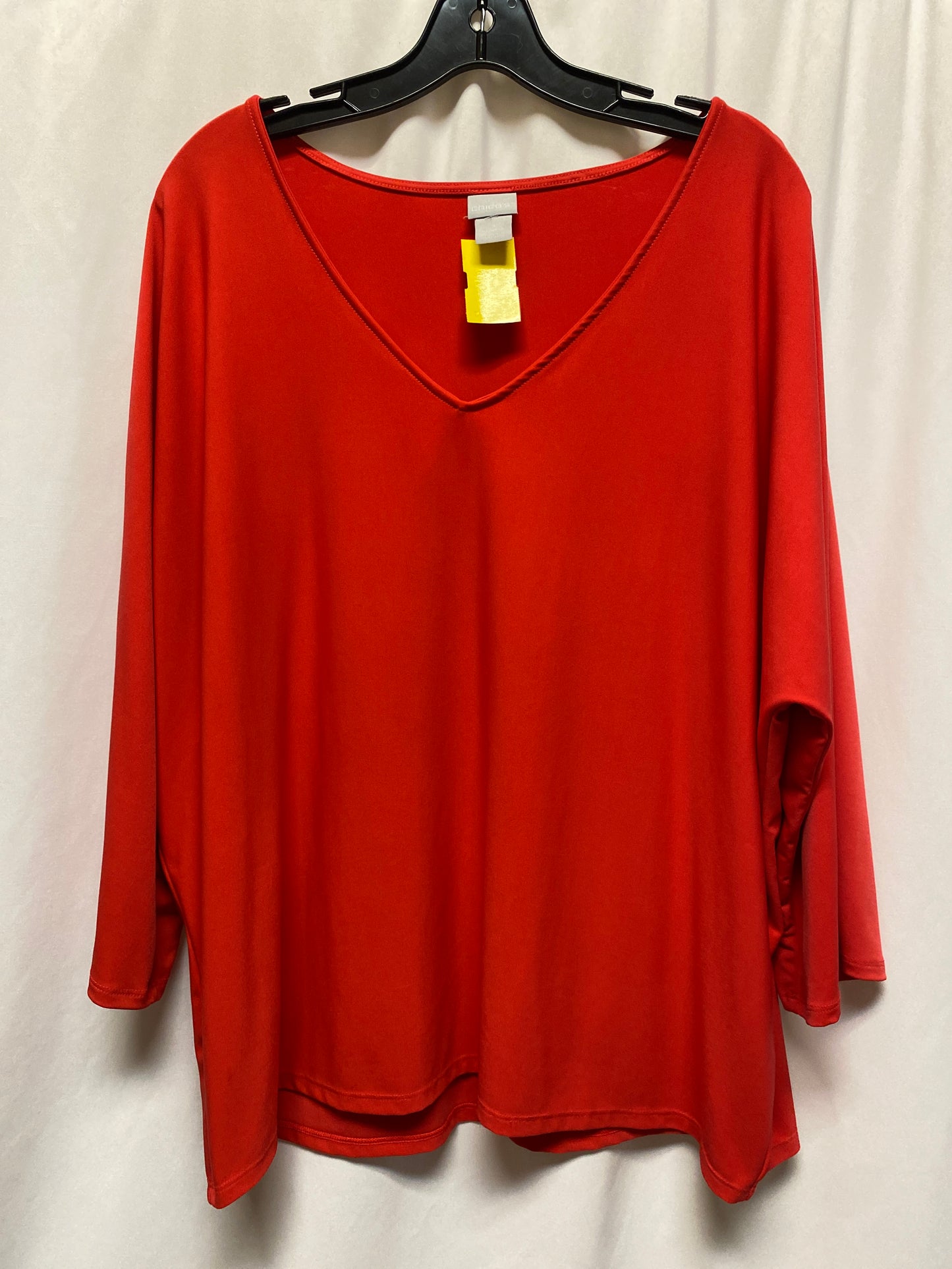 Top Long Sleeve By Chicos In Red, Size: Xxl