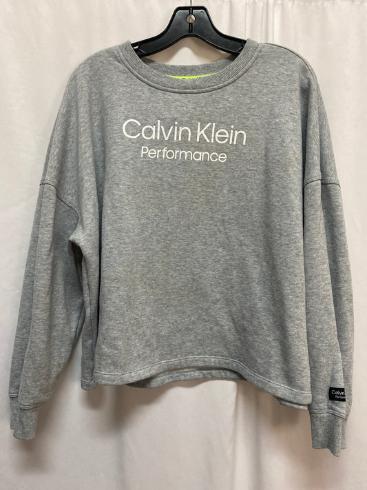 Athletic Sweatshirt Crewneck By Calvin Klein In Grey, Size: Xl