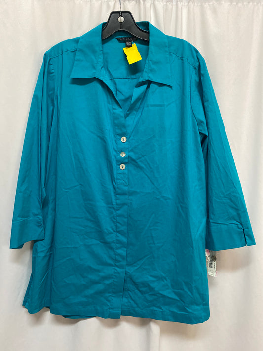 Top Long Sleeve By Zac And Rachel In Teal, Size: Xl