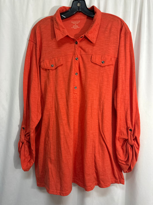 Top Long Sleeve By Northcrest In Orange, Size: 3x