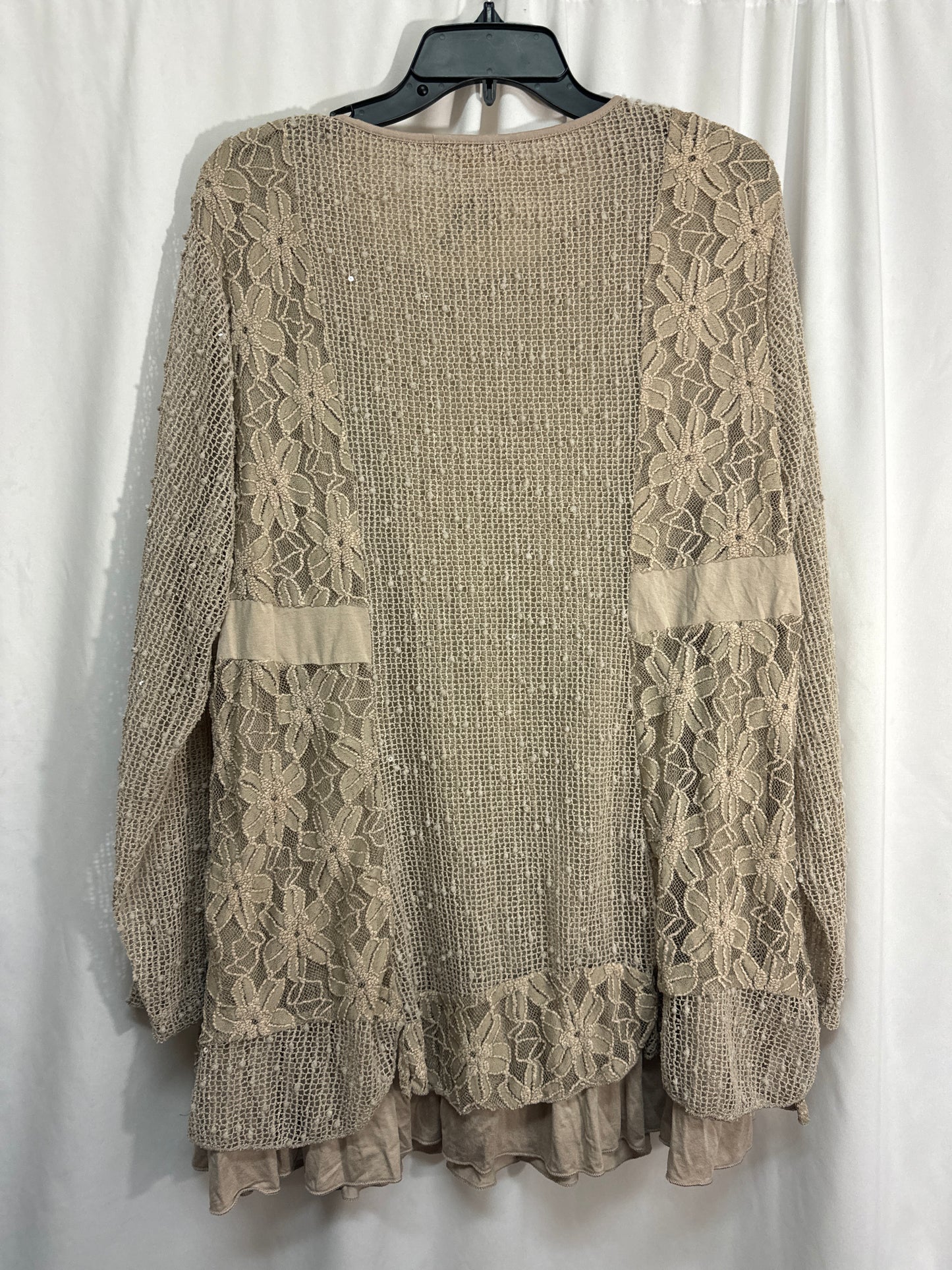 Top Long Sleeve By Indigo Soul In Tan, Size: 2x