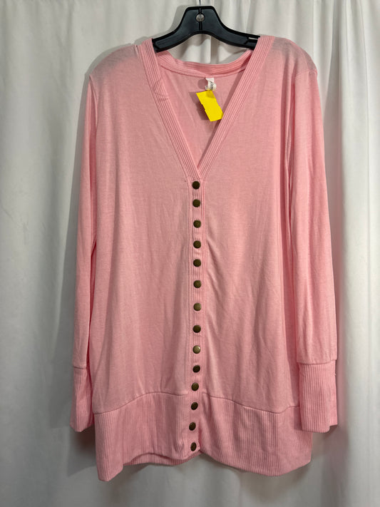 Cardigan By Zenana Outfitters In Pink, Size: 1x