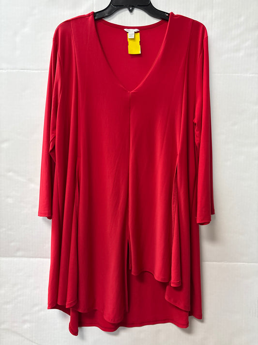 Top Long Sleeve By Cato In Red, Size: 1x