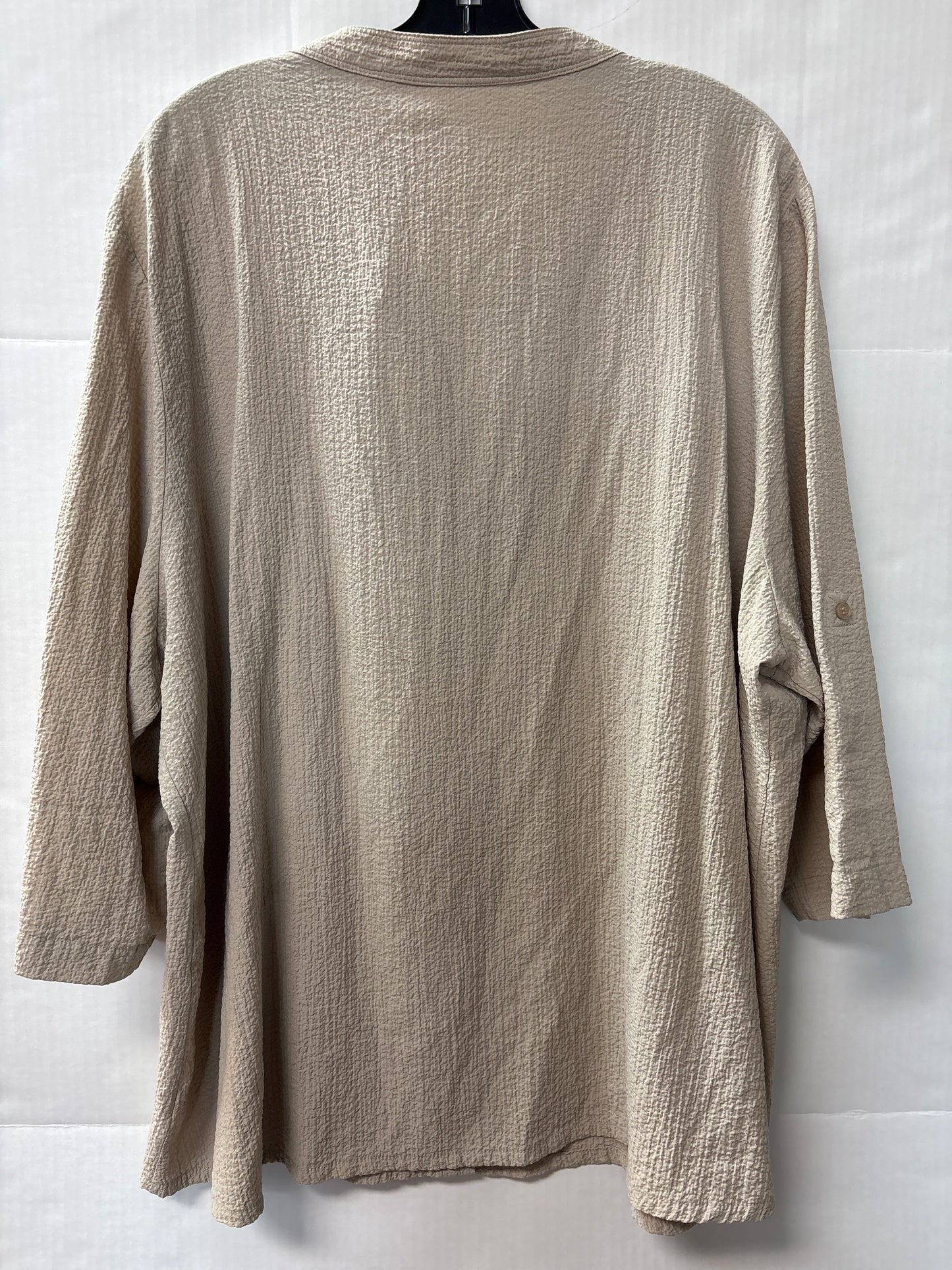 Top 3/4 Sleeve By Rebecca Malone In Tan, Size: 2x