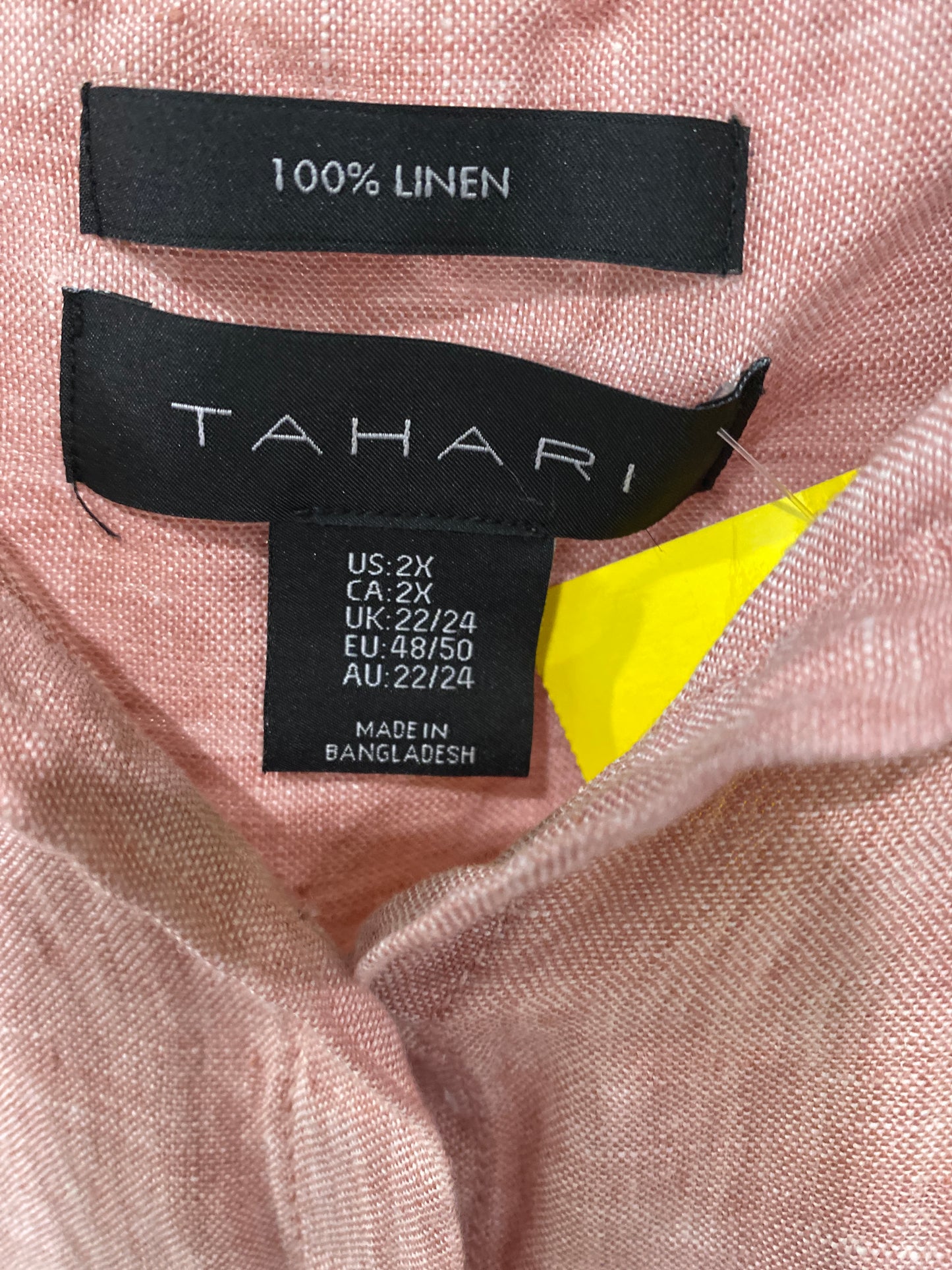 Top Long Sleeve By Tahari By Arthur Levine In Pink, Size: 2x